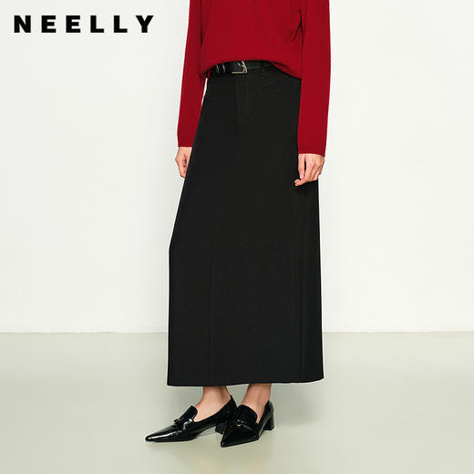 NEELLY纳俪商场同款秋季新款优雅时尚半身裙女垂感百搭修饰中长款N25094E04630 商品图0