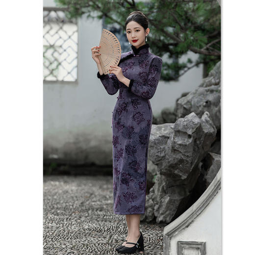 SKY 361815复古中国风针织扎染复古民族风旗袍 商品图3
