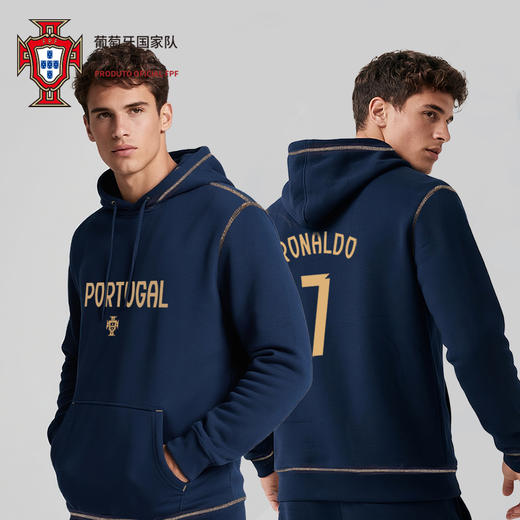 【官方正版】葡萄牙国 家队 | 深蓝色连帽卫衣秋季长袖上衣C罗 商品图0