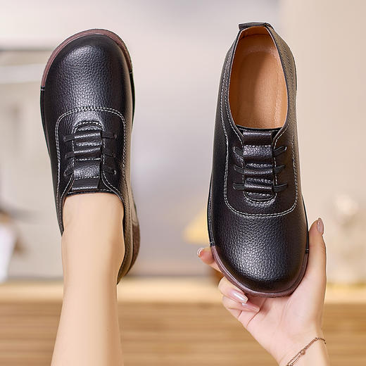 泉州鞋 真皮‘踩屎感‘一脚蹬厚底跛跟鞋 商品图3