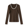 「高货wl」全新升级【铂金会员201/天猫269/差价68】(01443)洛诗琳轻奢镶钻领针织衫2025秋季气质羊毛混纺打底上衣女 商品缩略图4