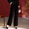 真丝丝绒阔腿裤，高腰垂感显瘦桑蚕丝直筒休闲裤SM-42501773 商品缩略图0