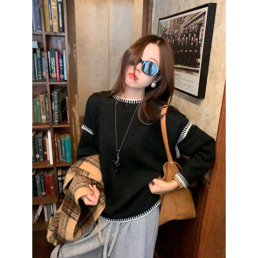 <曾小咸推荐>现货秒杀 ！微信超特价！2色韩系撞色毛衣 日常169.99 立减80 秒杀89.99！ 浅灰色休闲裤秒杀79.99！！ 商品图2