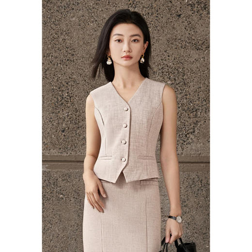 米思阳2026春季新款高级感西装马甲春季显瘦单排扣V领气质马甲外套4404 商品图0