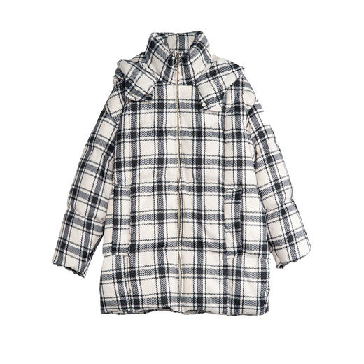 谜底连帽格子羽绒服女2025冬款复古宽松加厚鸭绒面包服257MY8802 商品图4