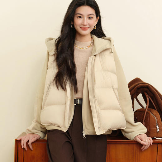 【严选】孟子义代言诗凡黎连帽外套羽绒马甲两件套保暖安心鸭绒25秋冬新款7GA180091 商品图0