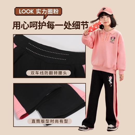 迪士尼女童加绒直筒裤子一体绒加厚冬季新款儿童冬装休闲裤女孩潮 商品图6
