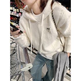 <曾小咸推荐>韩系连帽设计套头毛衣【预售款，预计3-15天发货】