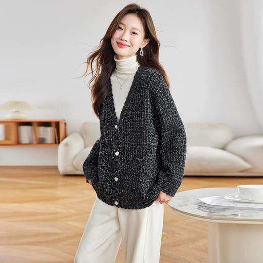 SC21-9735-2582025秋冬漂亮大码外套显瘦遮肉胖mm秋装上衣2025新款高级感开衫女 商品图1