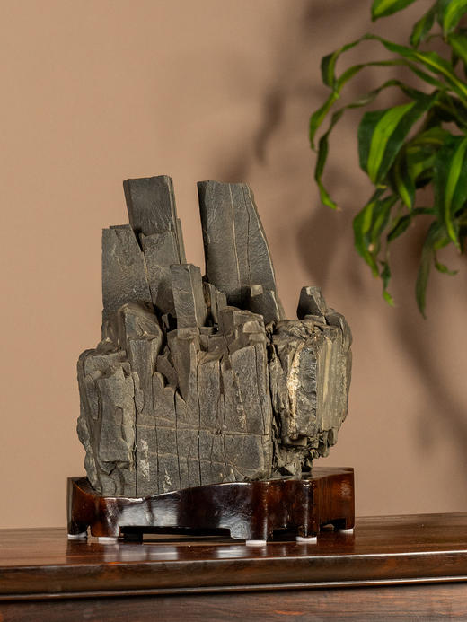 清	英石宋山文房赏石（红木座） 商品图1