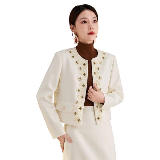 QS秋冬新款羊毛开衫外套设计感门襟百搭日常通勤气质款长袖上衣2737 商品图4