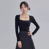 跃牌【海听系列】2025新款带胸垫纯欲性感修身瑜伽服短款方领纽扣长袖上衣XC55 商品缩略图0