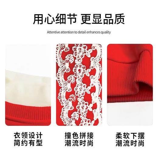 迪士尼女童卫衣冬季加绒加厚红色上衣儿童拜年服女大童新年衣服潮 商品图7