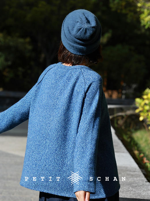 PETIT SCHAN小闪 CLO#913 Blue morpho 蓝闪蝶 羊毛混纺系带套头衫 商品图4