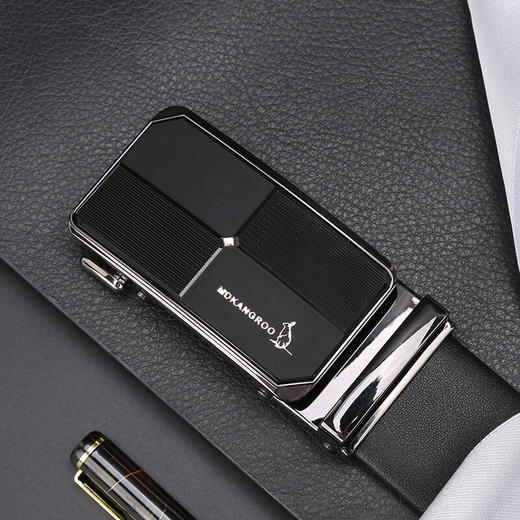 美都袋鼠（MDKANGROO）时尚MD309AM203-DA-M2男士皮带商务情人节送老公礼物父亲节皮带 黑色 115cm 商品图3