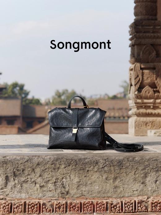 公文包+月牙包一起，大容量中性风复古丹宁牛皮双肩包背包C092360 商品图6