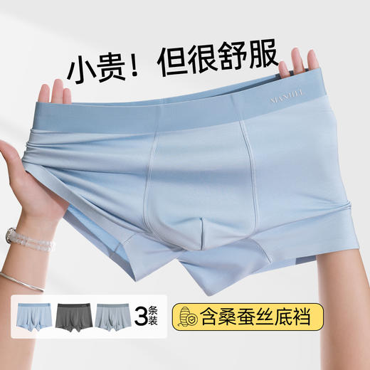 【3条装】熳洁儿 无痕男士内裤含桑蚕丝平角弹力透气中腰24762905 商品图6