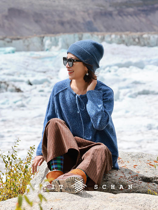 PETIT SCHAN小闪 CLO#913 Blue morpho 蓝闪蝶 羊毛混纺系带套头衫 商品图1