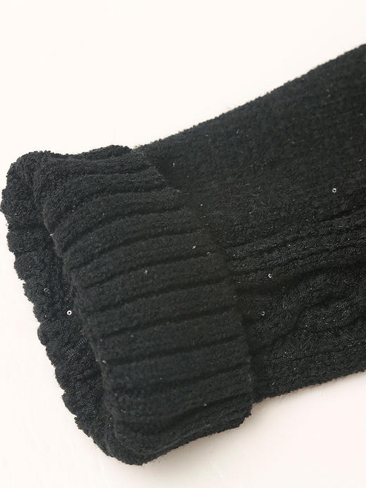 黑色亮片针织开衫女 短款拉链长袖上衣 春秋季修身显瘦毛衣外套 商品图4