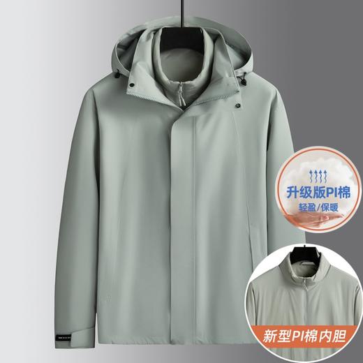 【升级PI科技棉】【棉服两件套】【DK】大依优型大码男装棉衣两件套可拆卸帽防风保暖立领棉衣两件套秋冬休闲连帽可脱卸外套棉服加肥加大 商品图5