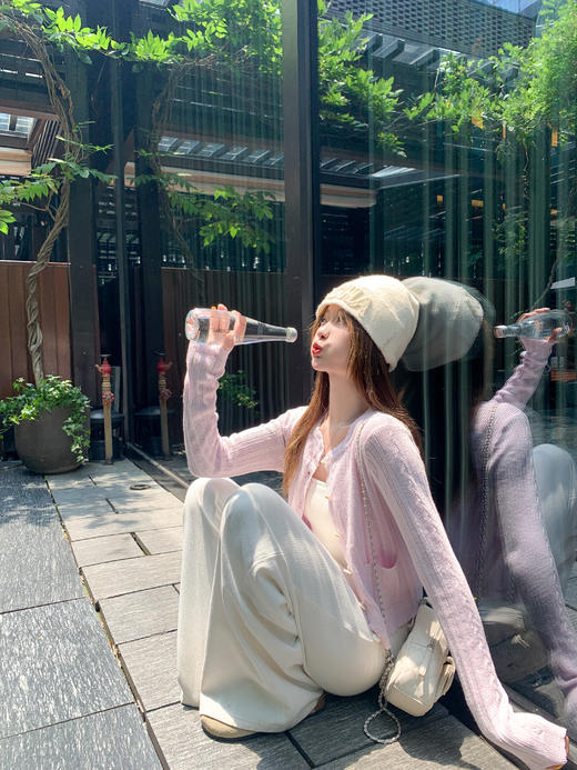 <曾小咸推荐>现货秒杀！微信超特价！韩系甜美风粉色短款针织开衫 日常199.99 立减120 秒杀79.99！ 商品图8