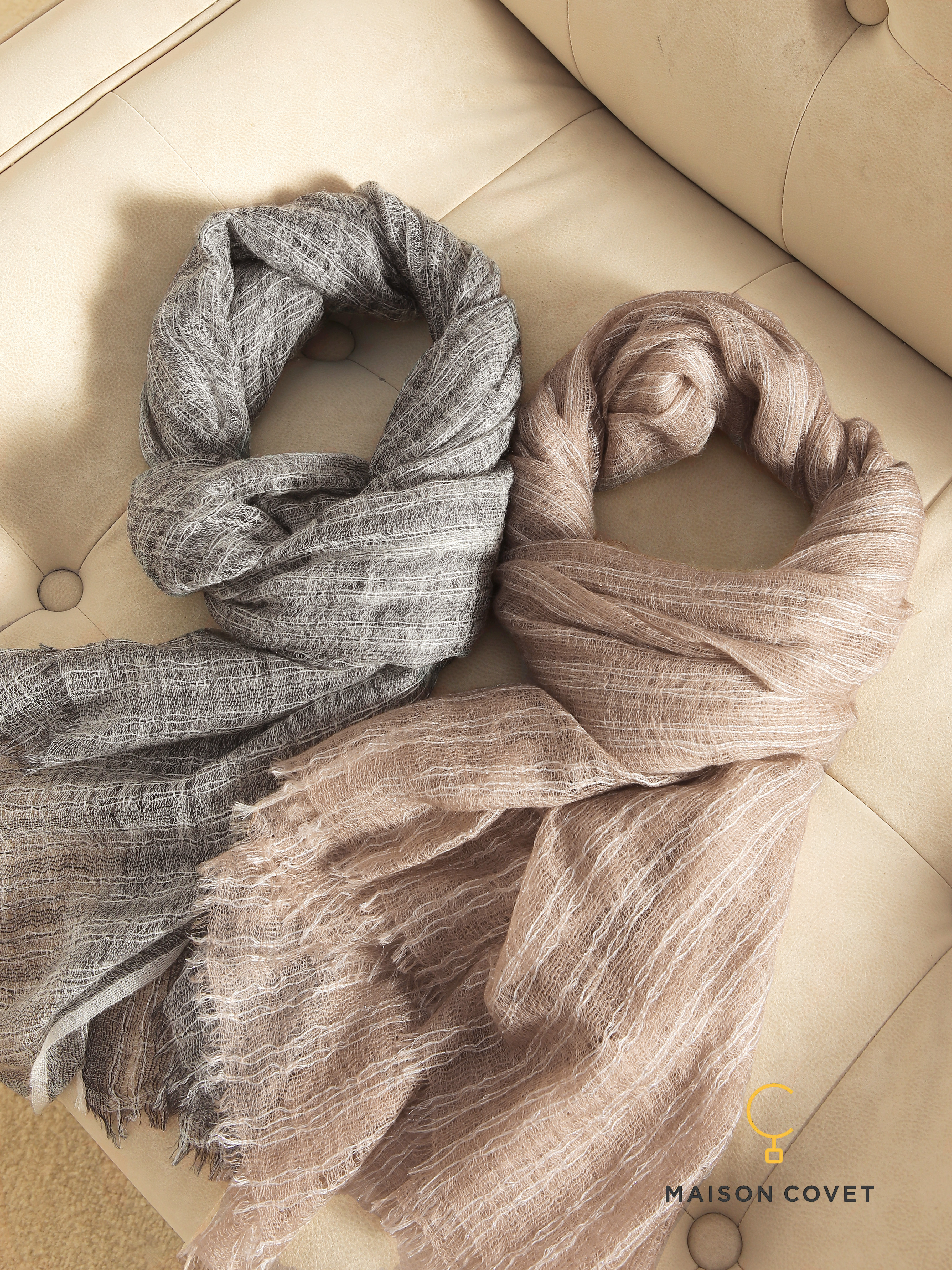 MAISON COVET 纯山羊绒金银线围巾