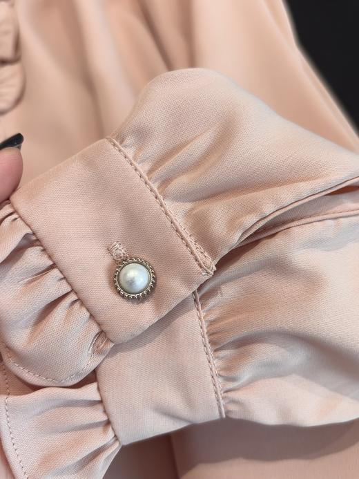 会员福利【顺滑/垂坠】拉夏贝尔/La Chapelle法式温柔甜美设计感小众木耳边门襟长袖衬衫女气质衬衣秋 商品图8