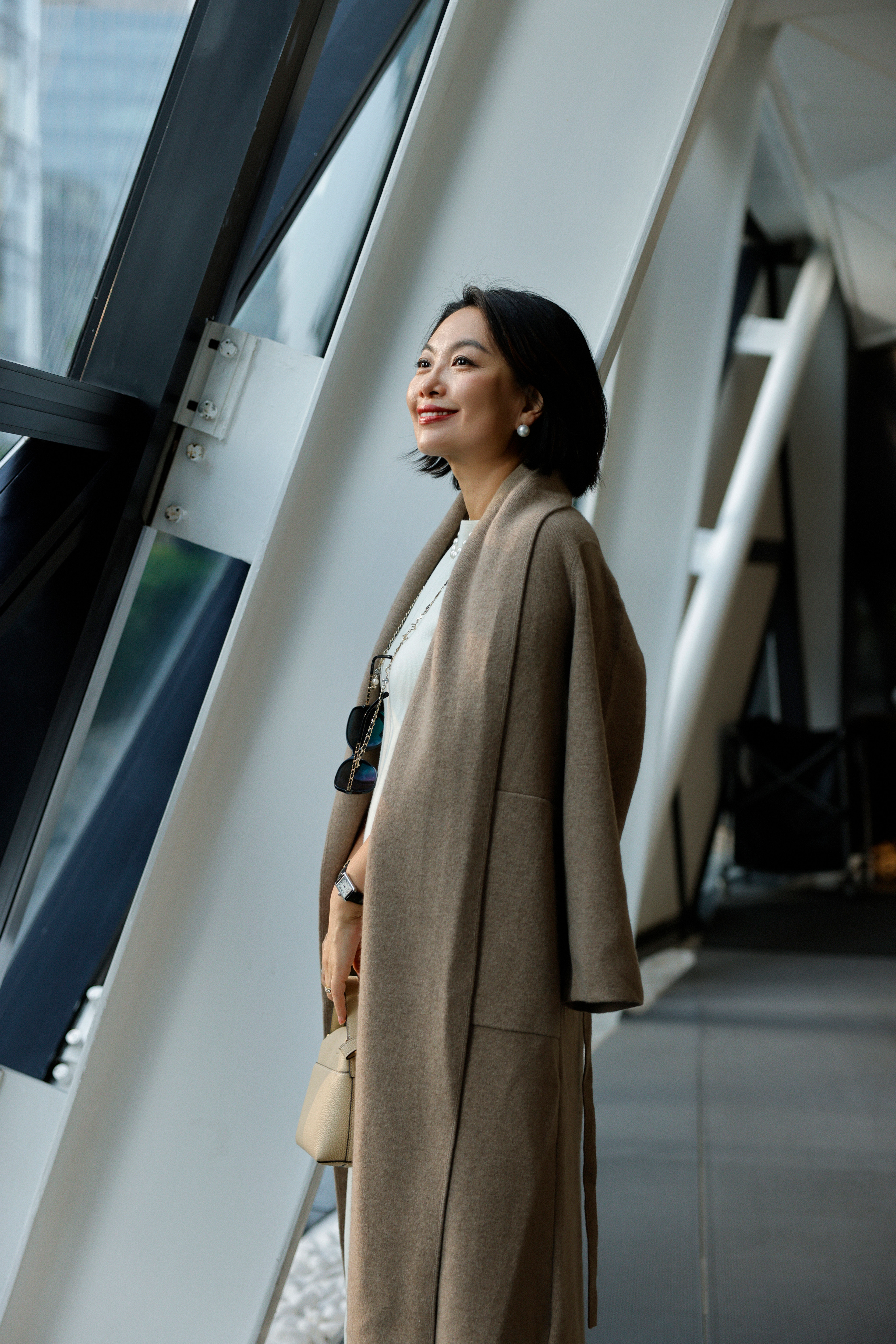 100%山羊绒浴袍抽绳大衣