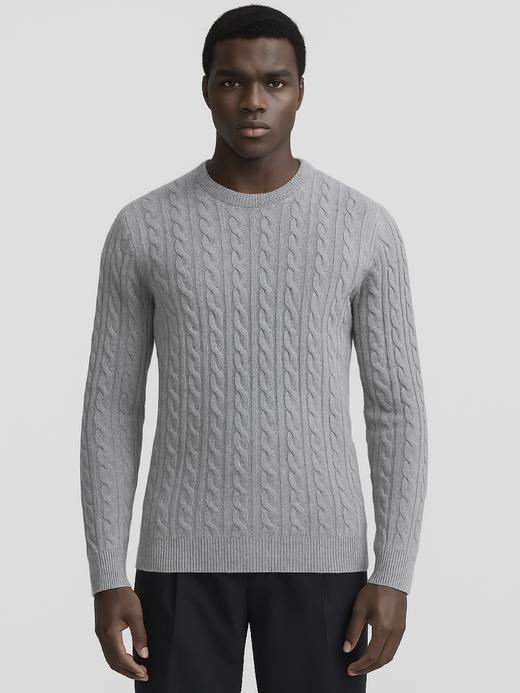 「4色可选」100%小山羊绒Baby Cashmere7针圆领绞花针织衫 商品图4