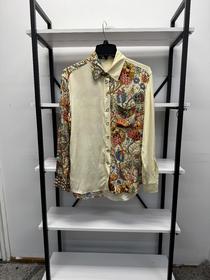 瑕疵 不退不换 BUR*E**Y/巴*莉 女士印花拼色丝绸翻领长袖衬衫