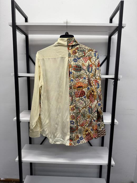 瑕疵 不退不换 BUR*E**Y/巴*莉 女士印花拼色丝绸翻领长袖衬衫 商品图1