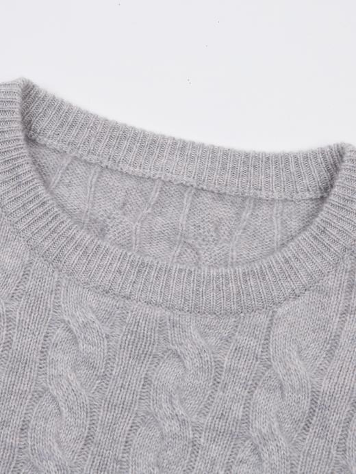 「4色可选」100%小山羊绒Baby Cashmere7针圆领绞花针织衫 商品图5
