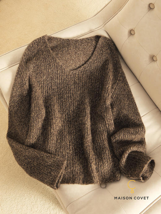 MAISON COVET丝羊绒V领镂空上衣 商品图1