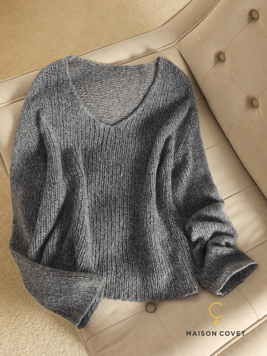 MAISON COVET丝羊绒V领镂空上衣 商品图5