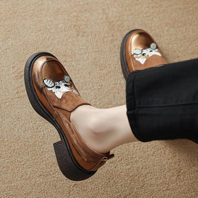 【预售5天】真皮厚底乐福鞋，英伦风小皮鞋一脚蹬单鞋HCYYHD&5841