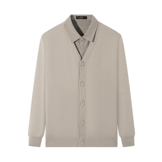 【加绒假两件针织开衫】柒牌开襟2025秋冬含羊毛桑蚕丝柔软针织衫129Y70060 商品图4