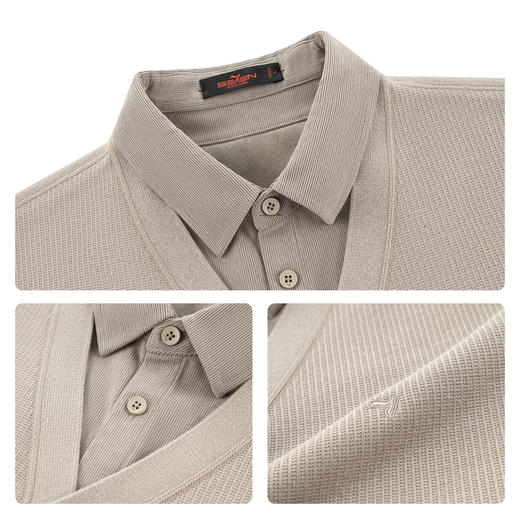 【加绒假两件针织开衫】柒牌开襟2025秋冬含羊毛桑蚕丝柔软针织衫129Y70060 商品图3