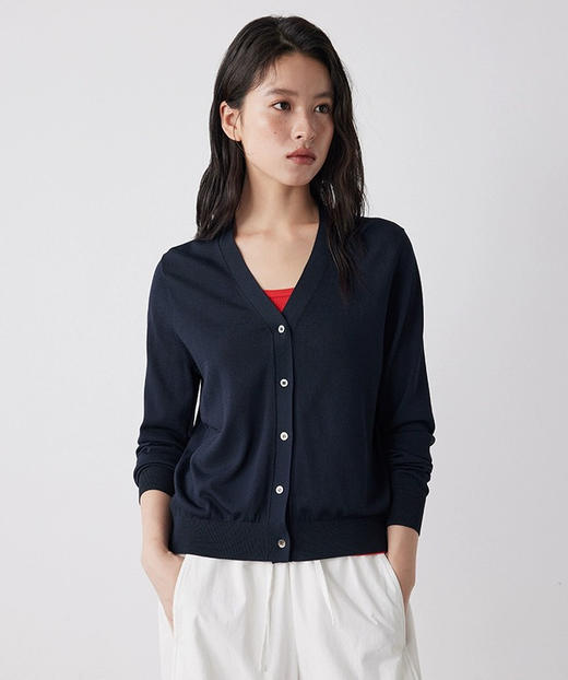 之禾同款老钱感V领针织开衫09102 商品图4