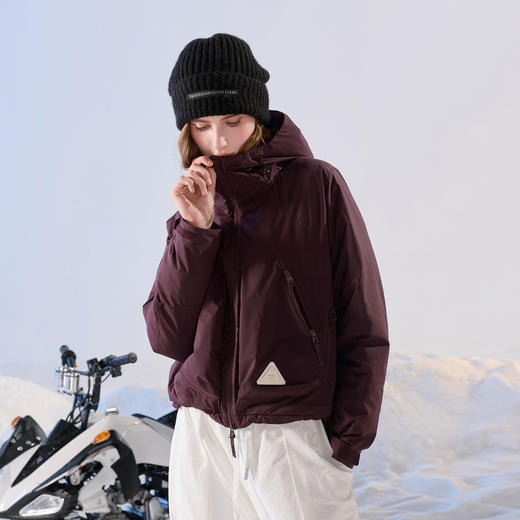 三彩2025冬季新款连帽羽绒服90白鸭绒外套宽松休闲短款保暖M 商品图3