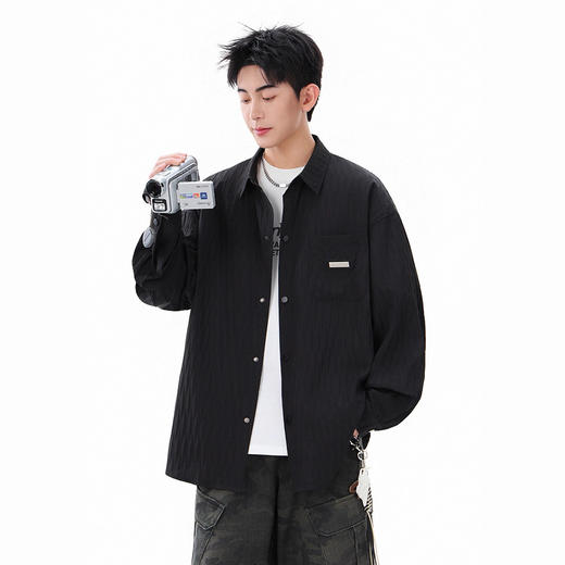 NASA美式青少年休闲长袖衬衫外套2025新款春秋季宽松工装衬衣外套 商品图3