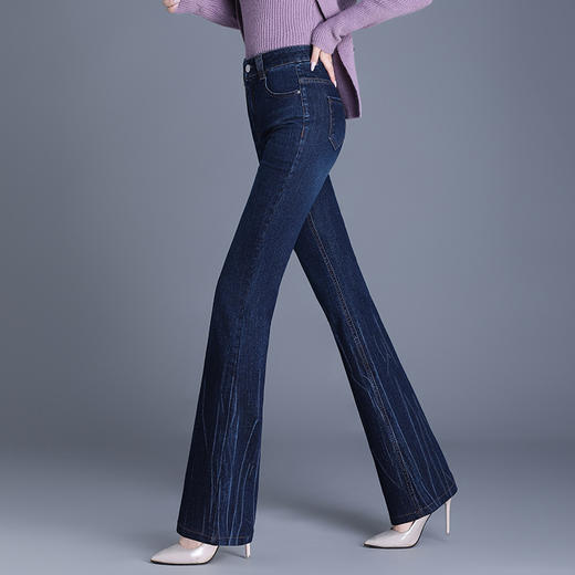 QYM 9856-Y牛仔喇叭裤宽松休闲裤气质优雅时尚高腰裤 商品图1