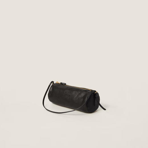 Miu Miu 女士压花字母徽标纳帕皮革小号单肩包 黑色 5NE851 AEFX F0002 商品图1