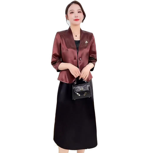 QYM 79C2516-Y外套+无袖连衣裙中长款A字裙两件套裙 商品图4