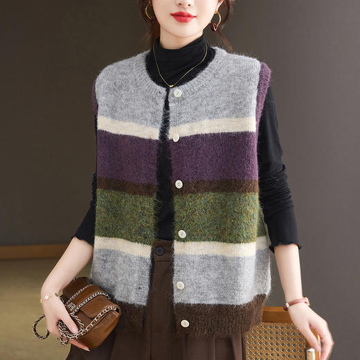 CC无袖针织开衫春秋外搭马甲背心2025新款洋气马夹坎肩外套毛衣 商品图2