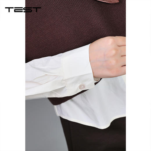 秋上新气质通勤风V领马甲配衬衫套装两件套1253131 商品图3