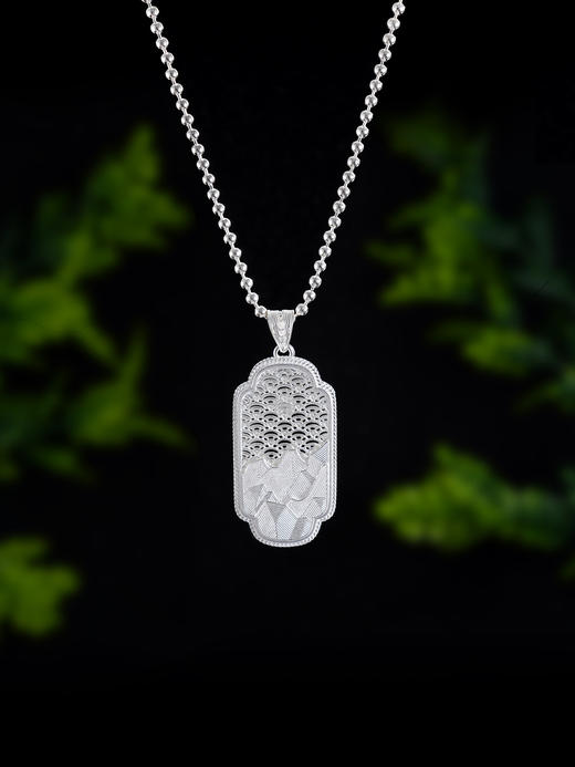 子佩集S990银【山河湘貌】大号套链项链【DSDZ009】纯银花丝绿玉髓大师工坊原创作品山水 商品图9