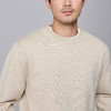 墨麦客男装纯色横纹肌理圆领针织衫男士冬季新款宽松休闲毛衣 商品缩略图2