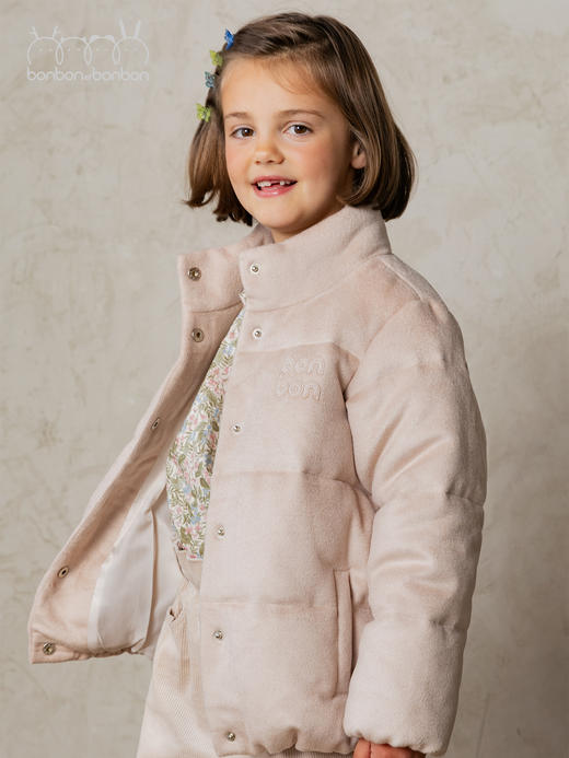 贴布绣杏粉棉服外套 商品图3