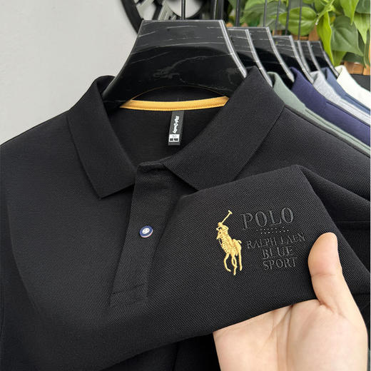 秋季长袖polo衫男士高级感商务休闲百搭中年男万针刺绣翻领polo衫 商品图5