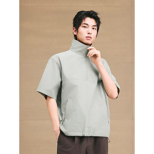 GXG男装 半开襟立领短袖衬衫通勤户外工装衬衣上装 2025夏季新品 商品图4